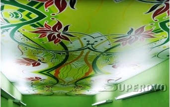 Натяжной потолок в спальню цветной глянец одноуровневый от 7 кв.м в Барановичах 